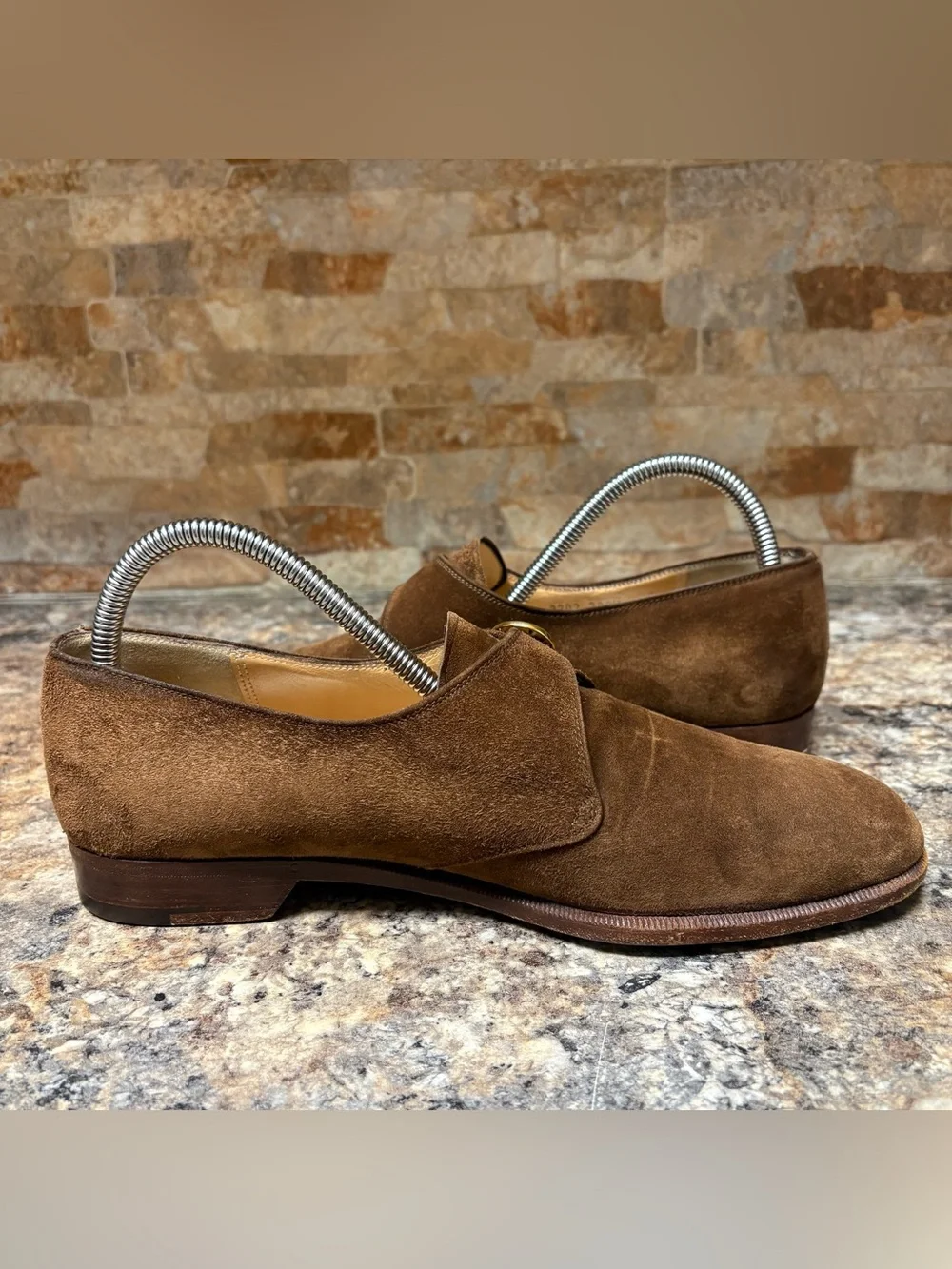 SALVATORE FERRAGAMO Brown Suede Monkstrap Buckle Dress Shoes Size 8